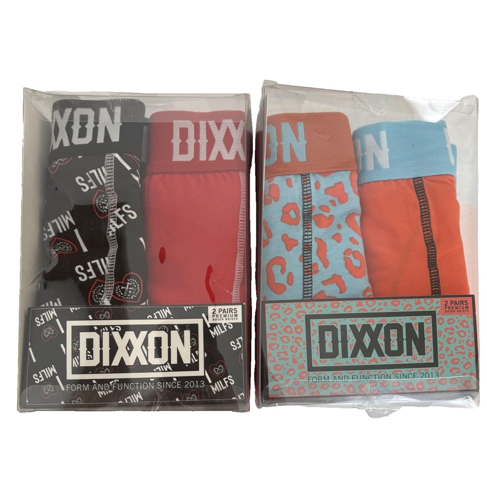 Dixxon Boxer Briefs Men L 2 X 2 Pack Red Black Animal Print Premium Underwear